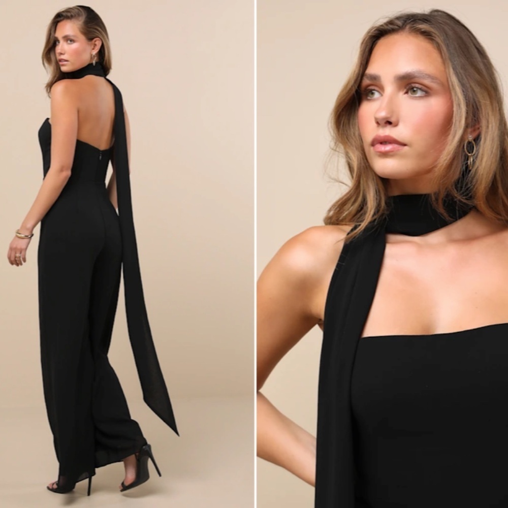 LULU's Sexy Chic Sophisticated Wedding Cocktail Elegant Vacation Jumpsuit - Picture 3 of 6